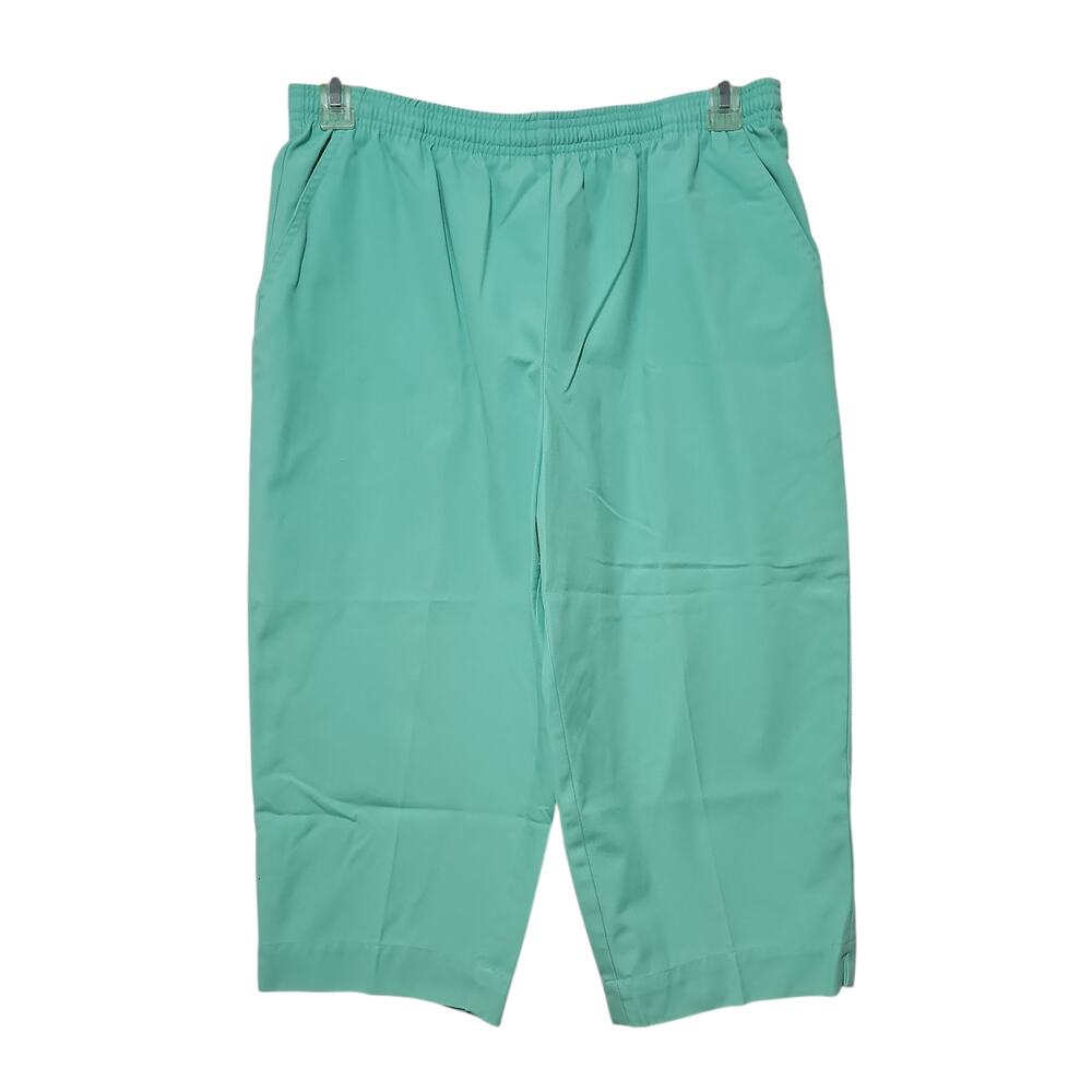 KORET Francisca Petites Womens Elastic Waist Capris Plus Size Green